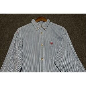 Ariat fr shirt work flame resistant striped blue mens Large long sleeve